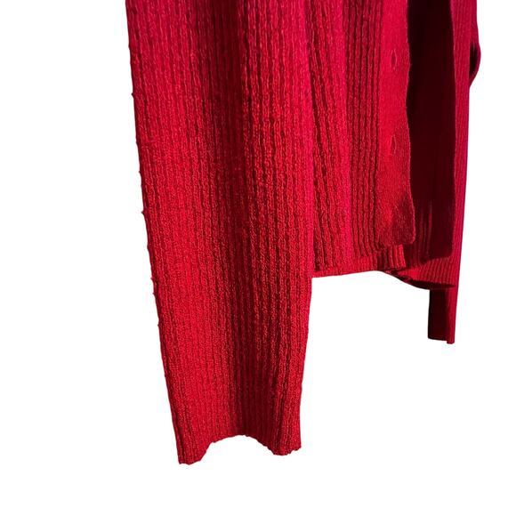 Vintage Red Express Tricot Ribbed, Collared, Button Front Cardigan, Sz M - Picture 4 of 4